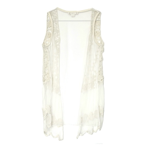 Knitworks sheer lace vest size 12 cream - Picture 2 of 4